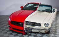Side by side display shows 50 years of Ford Mustang